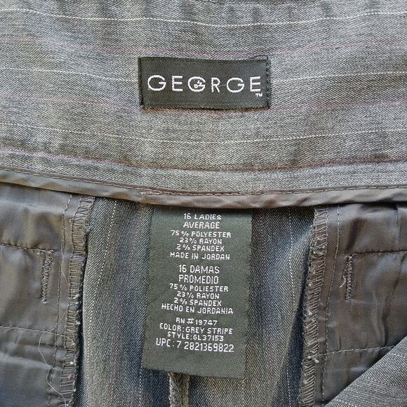 George Grey Stripe Slacks size 16 Ladies Average pockets hemmed short repaired - Picture 6 of 14